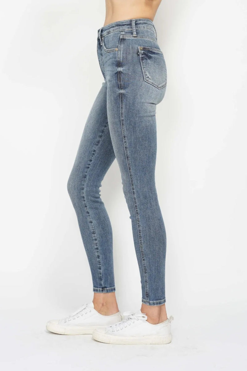 High Rise Tummy Control Skinny Jeans Stretch Fit Denim - AMVIM