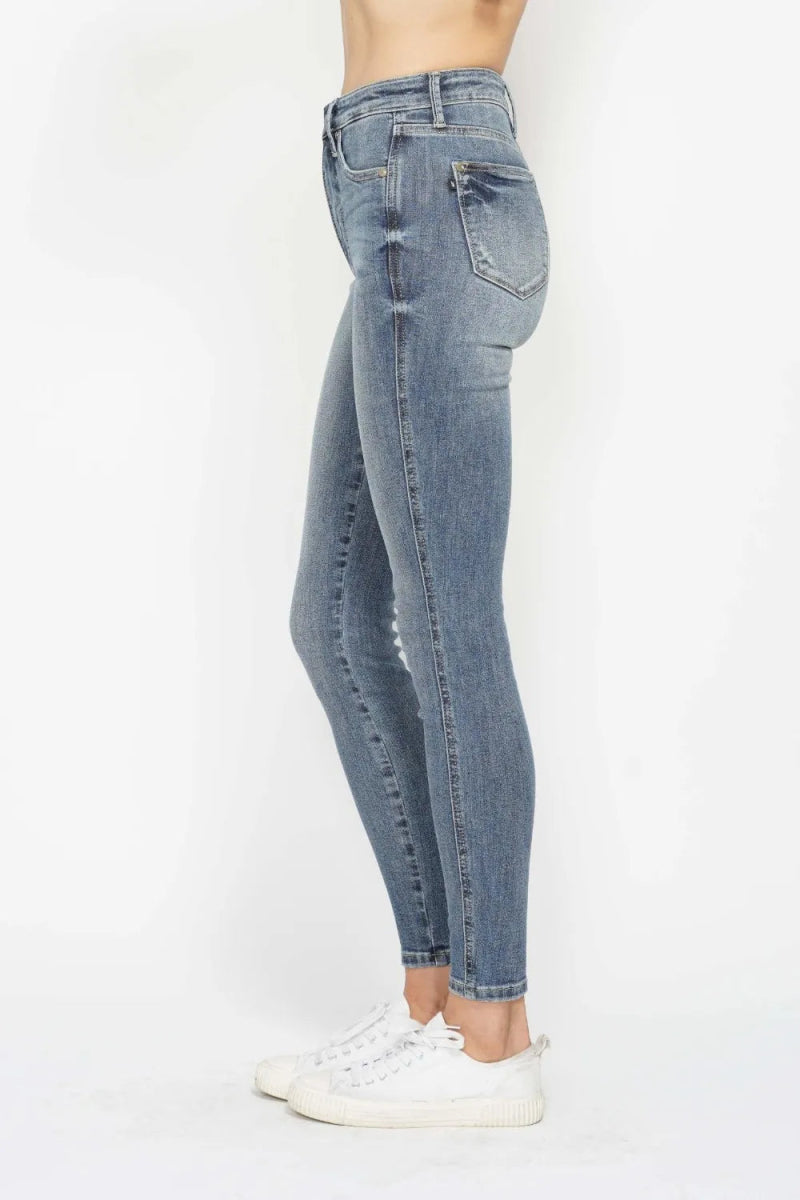 High Rise Tummy Control Skinny Jeans Stretch Fit Denim - AMVIM
