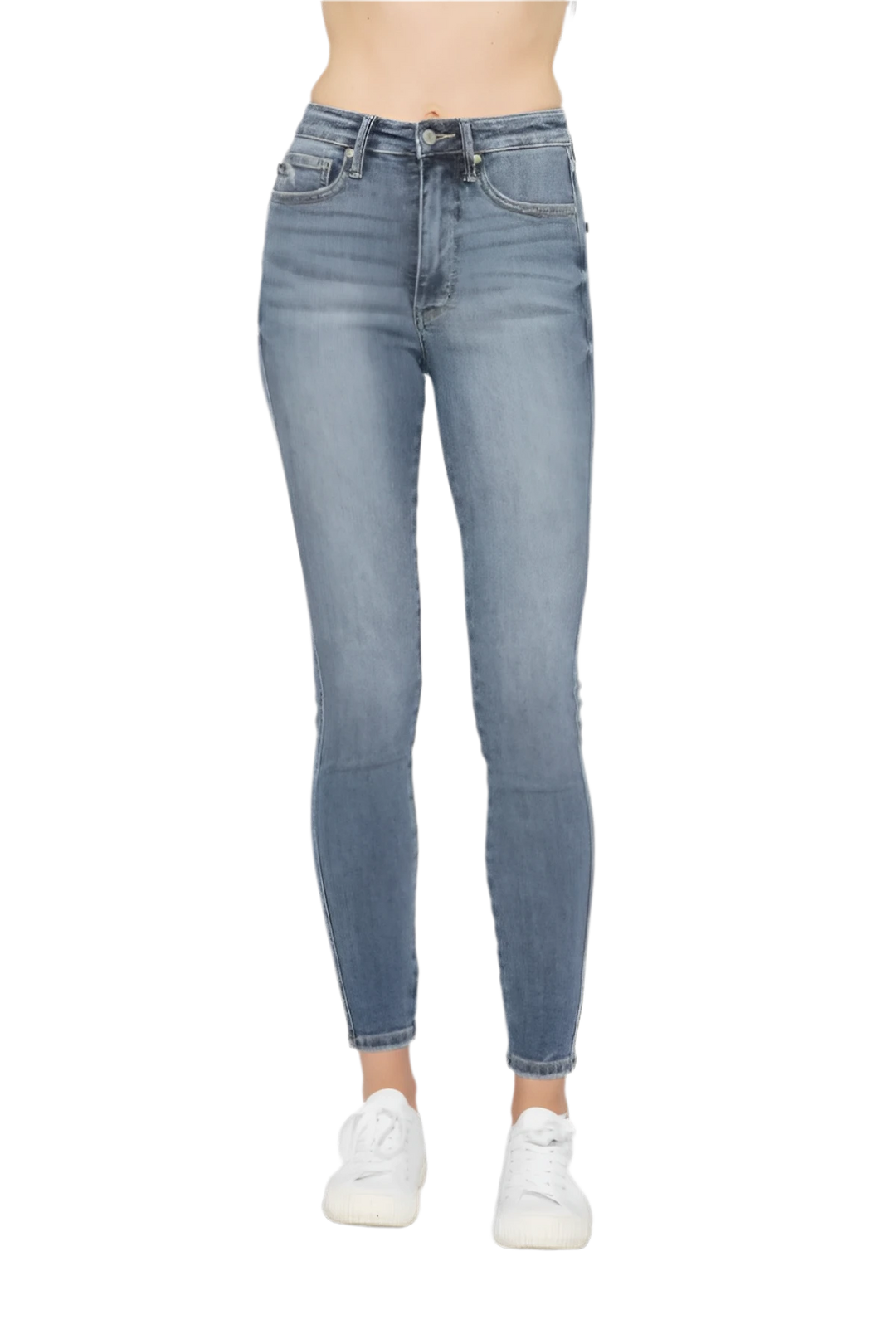 High Rise Tummy Control Skinny Jeans Stretch Fit Denim - AMVIM