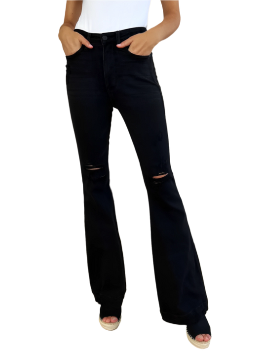 High Waist Distressed Flare Jeans for Women – Trendy Fit - AMVIM