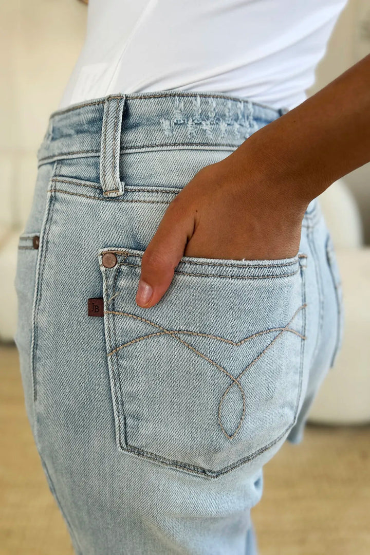 High Waist Distressed Straight Leg Jeans – Slim Fit Denim Style - AMVIM