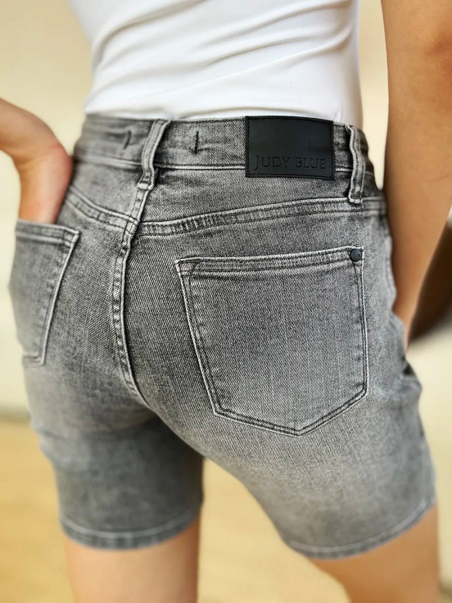 High Waist Washed Denim Shorts for Everyday Comfort - AMVIM