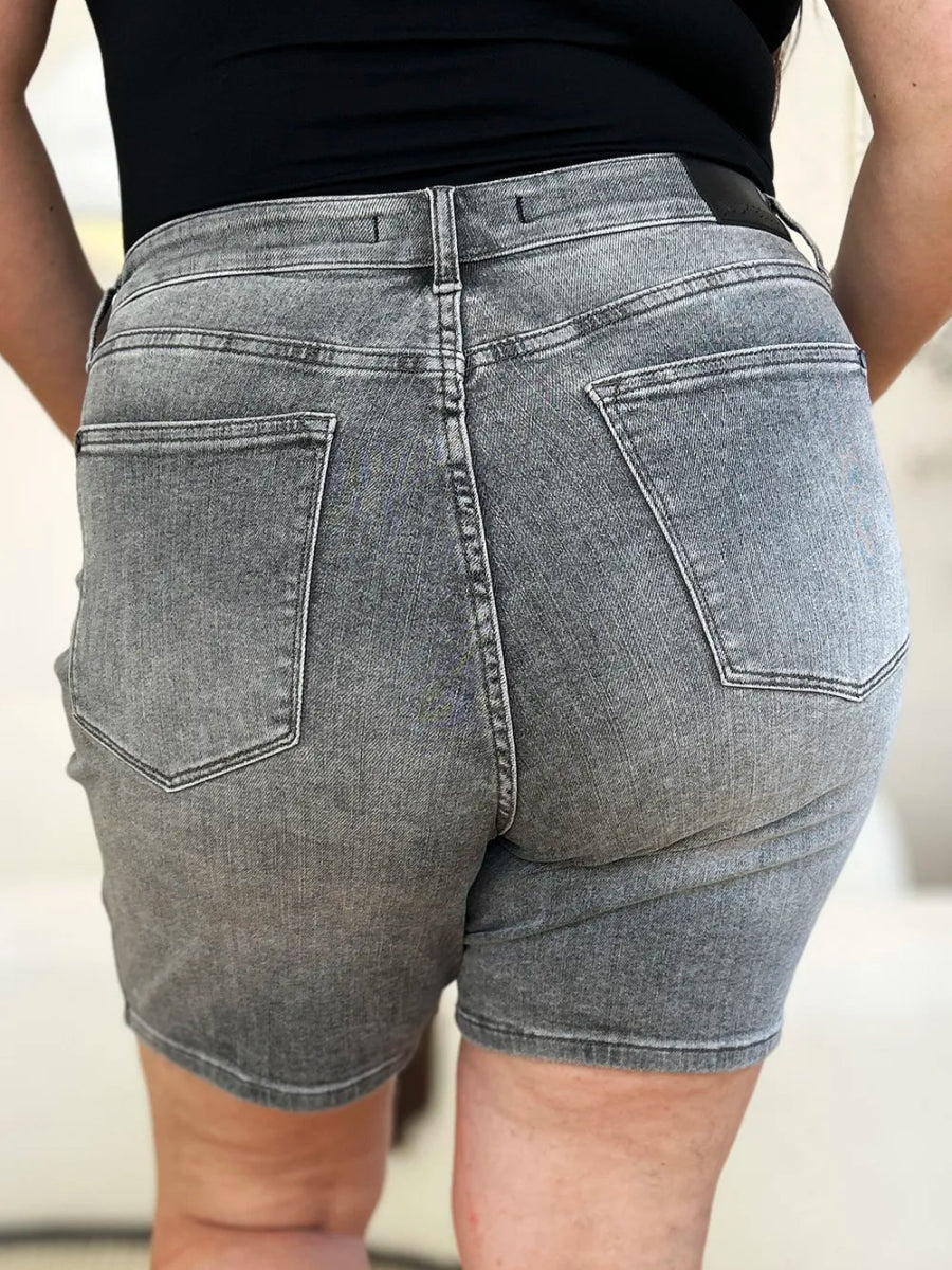 High Waist Washed Denim Shorts for Everyday Comfort - AMVIM