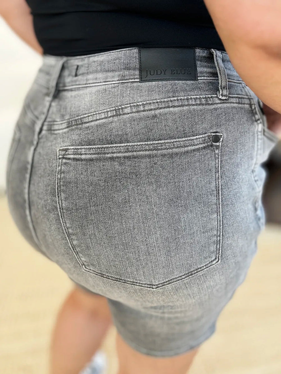 High Waist Washed Denim Shorts for Everyday Comfort - AMVIM