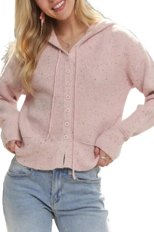 Hoodie Relaxed Fit Ribbed Cuffs Cardigan Sweater – Cozy Style - AMVIM