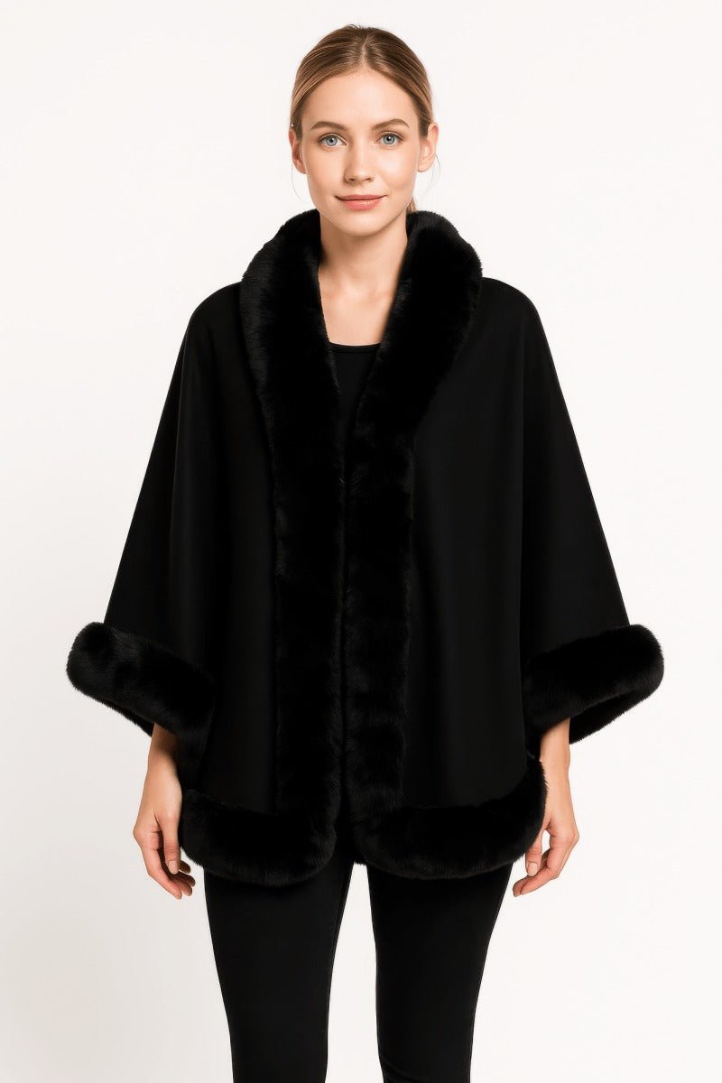 Jacket Elegant Faux Fur Open - front Cape - AMVIM