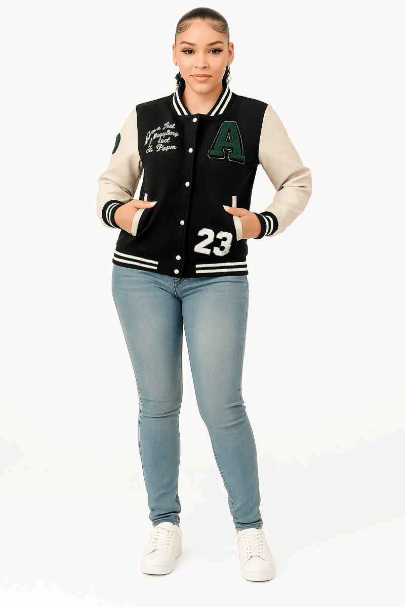Jacket Patch Bomber Streetwear Varsity Style Casual Fit - AMVIM