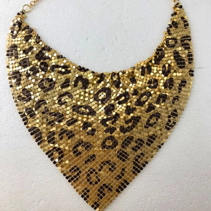 Jewelry Set Leopard Print Gold Plated Statement Necklace Earrings - AMVIM