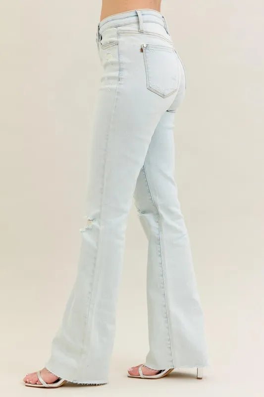 Judy Blue Full Size Destroy &amp; Fray Hem Bootcut Jeans Plus Size - AMVIM