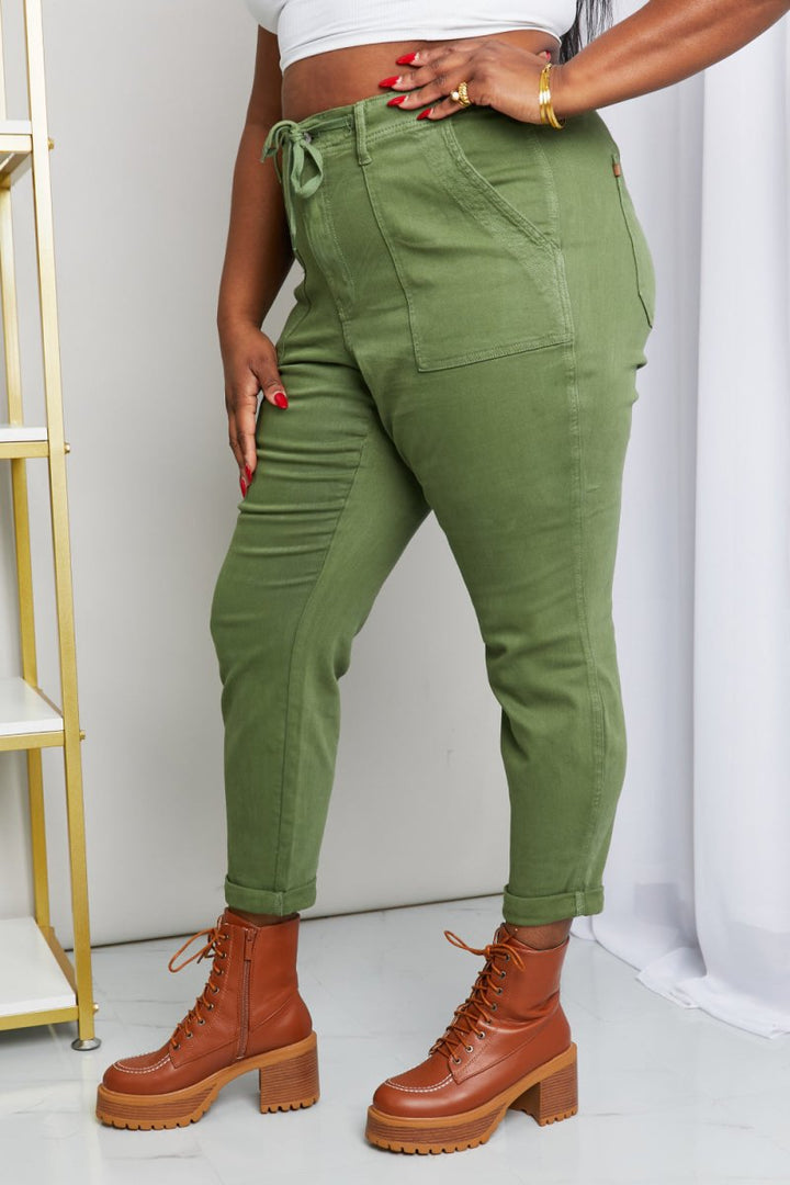 Judy Blue Full Size Drawstring Waist Pocket Jeans - AMVIM