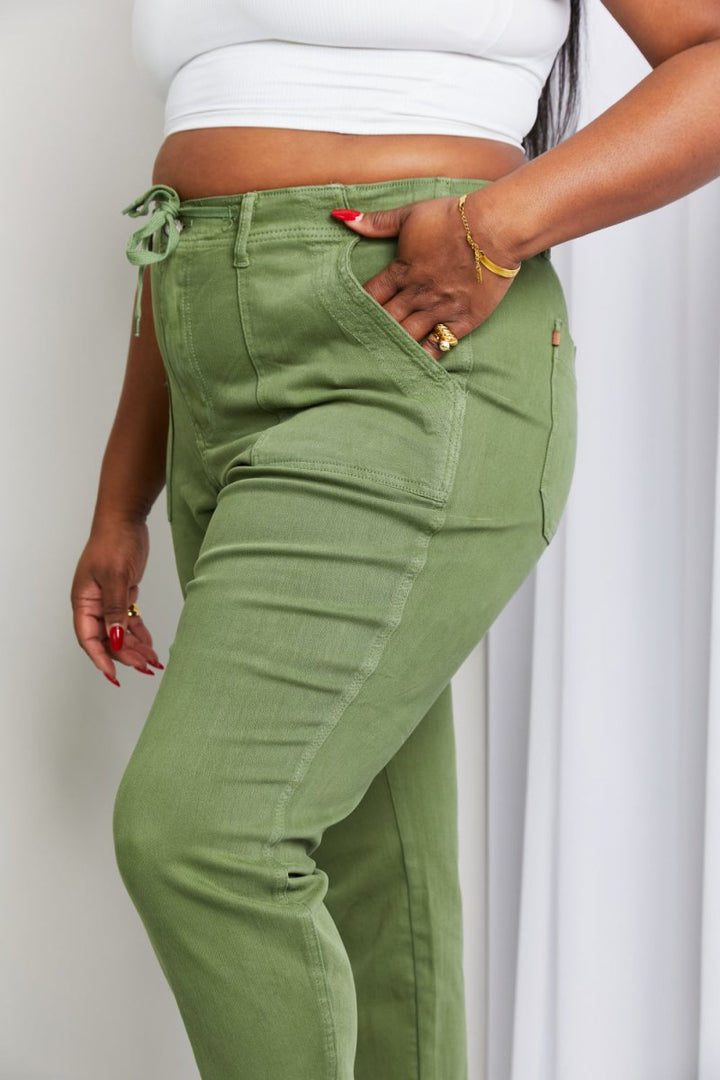 Judy Blue Full Size Drawstring Waist Pocket Jeans - AMVIM