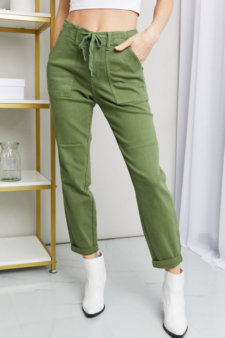 Judy Blue Full Size Drawstring Waist Pocket Jeans - AMVIM