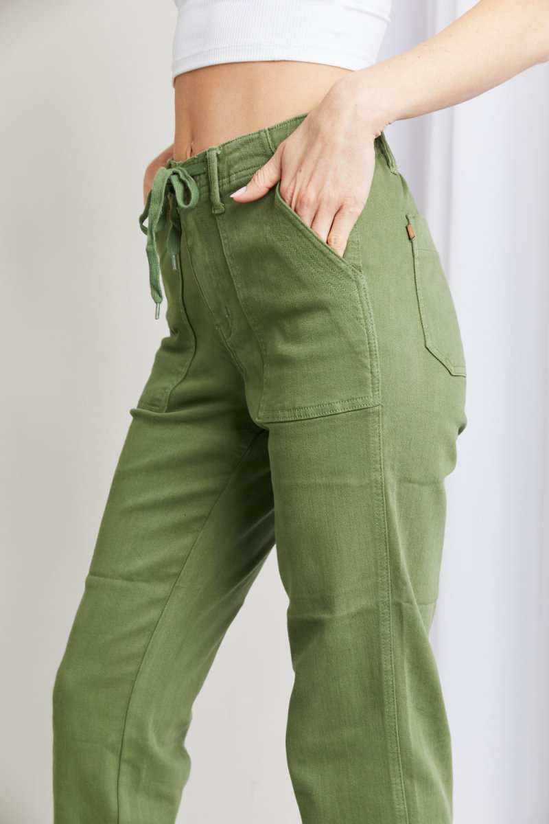 Judy Blue Full Size Drawstring Waist Pocket Jeans - AMVIM