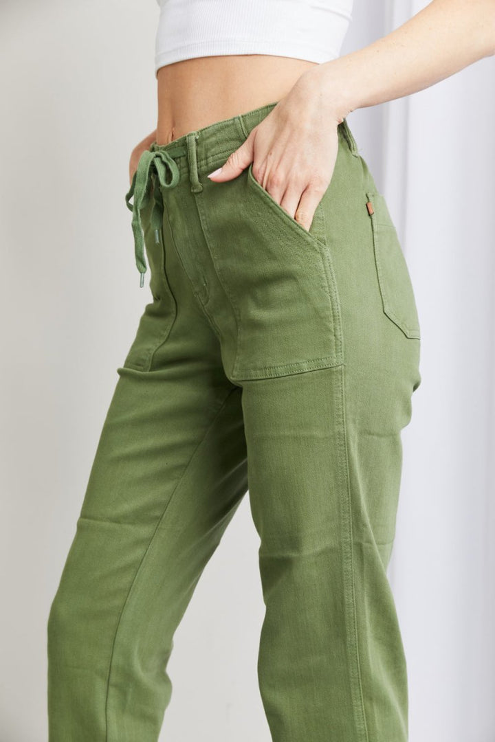 Judy Blue Full Size Drawstring Waist Pocket Jeans - AMVIM
