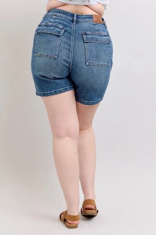Judy Blue Full Size High Rise Denim Shorts Plus Size - AMVIM
