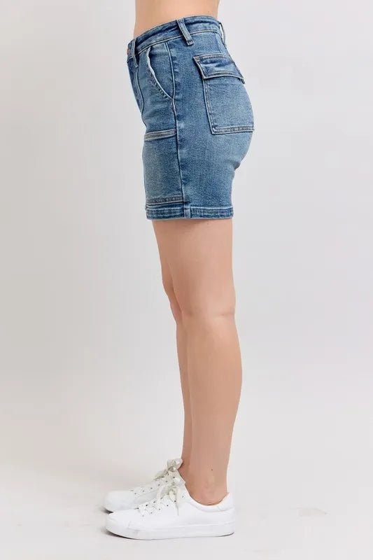 Judy Blue Full Size High Rise Denim Shorts Plus Size - AMVIM