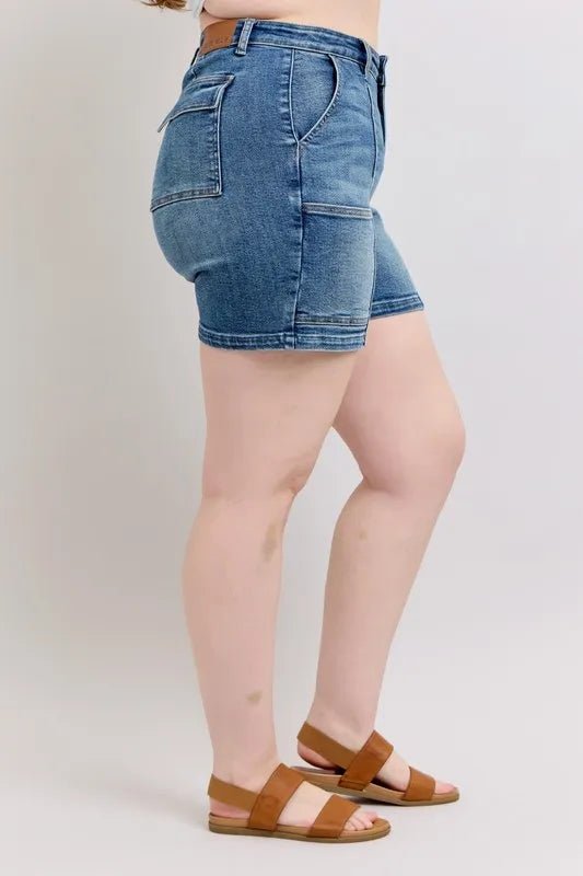 Judy Blue Full Size High Rise Denim Shorts Plus Size - AMVIM