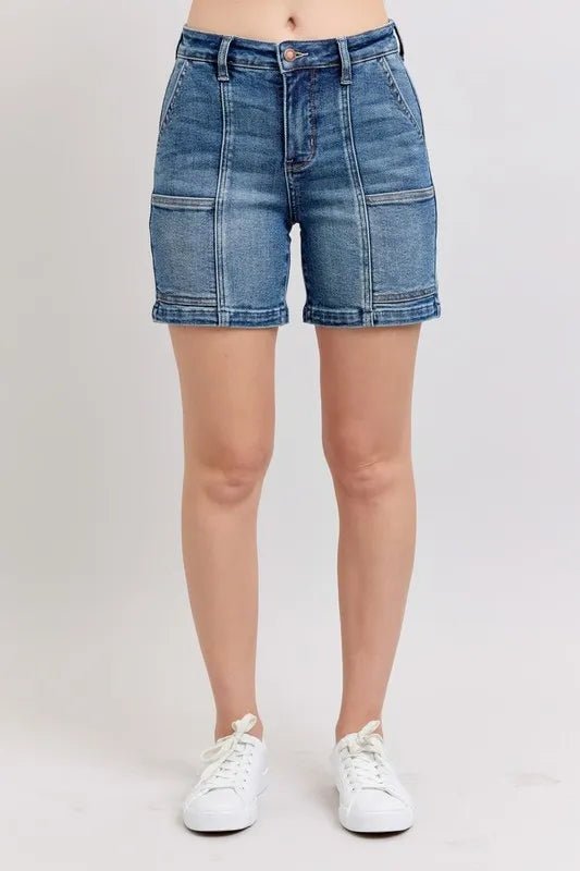 Judy Blue Full Size High Rise Denim Shorts Plus Size - AMVIM