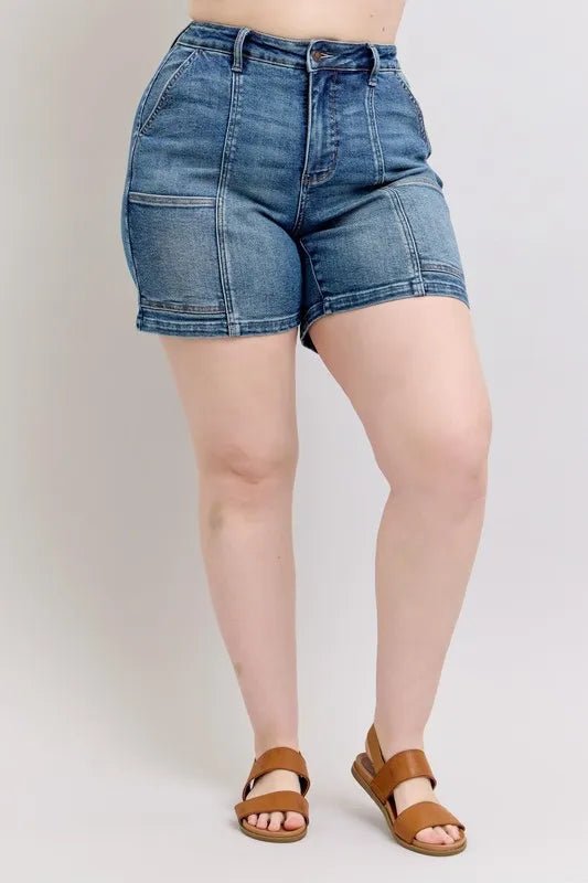 Judy Blue Full Size High Rise Denim Shorts Plus Size - AMVIM