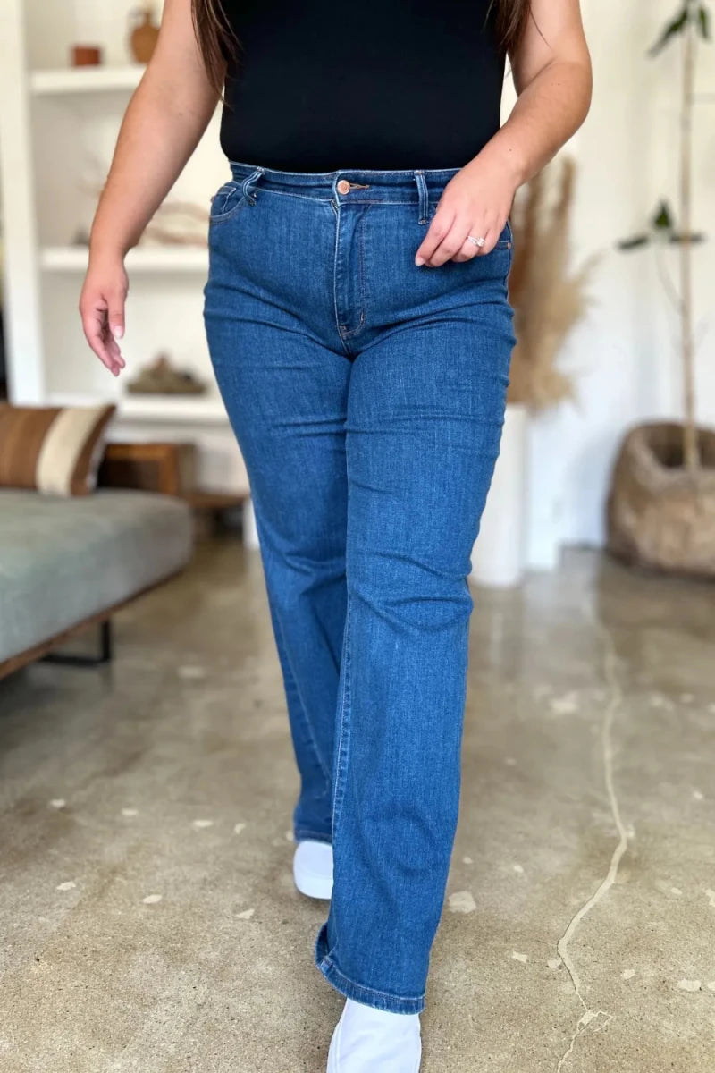 Judy Blue Full Size High Rise Straight Jeans - AMVIM