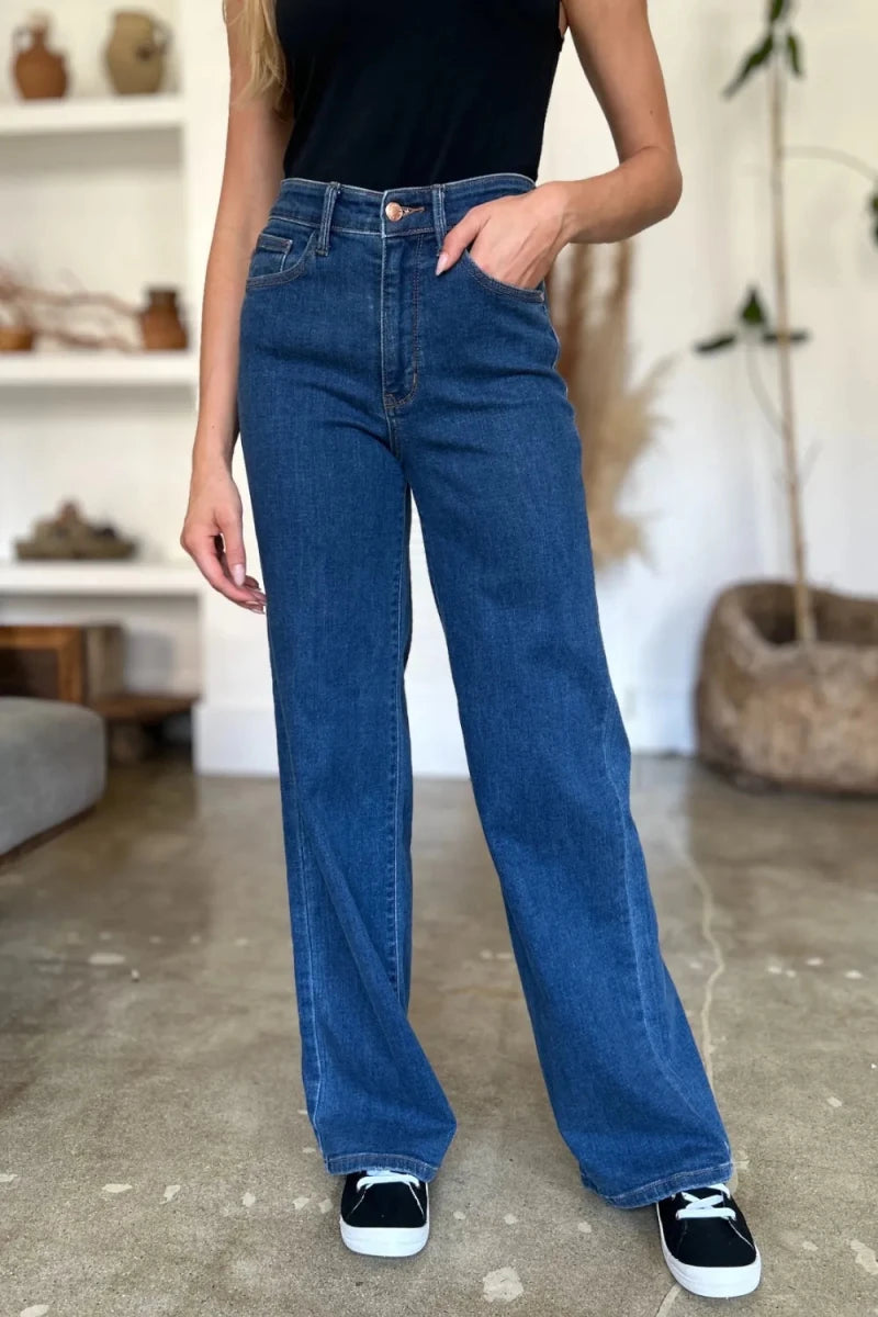Judy Blue Full Size High Rise Straight Jeans - AMVIM