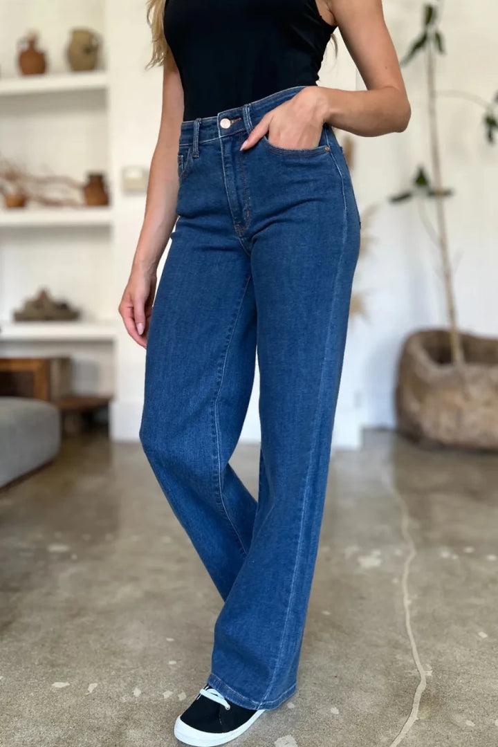 Judy Blue Full Size High Rise Straight Jeans - AMVIM