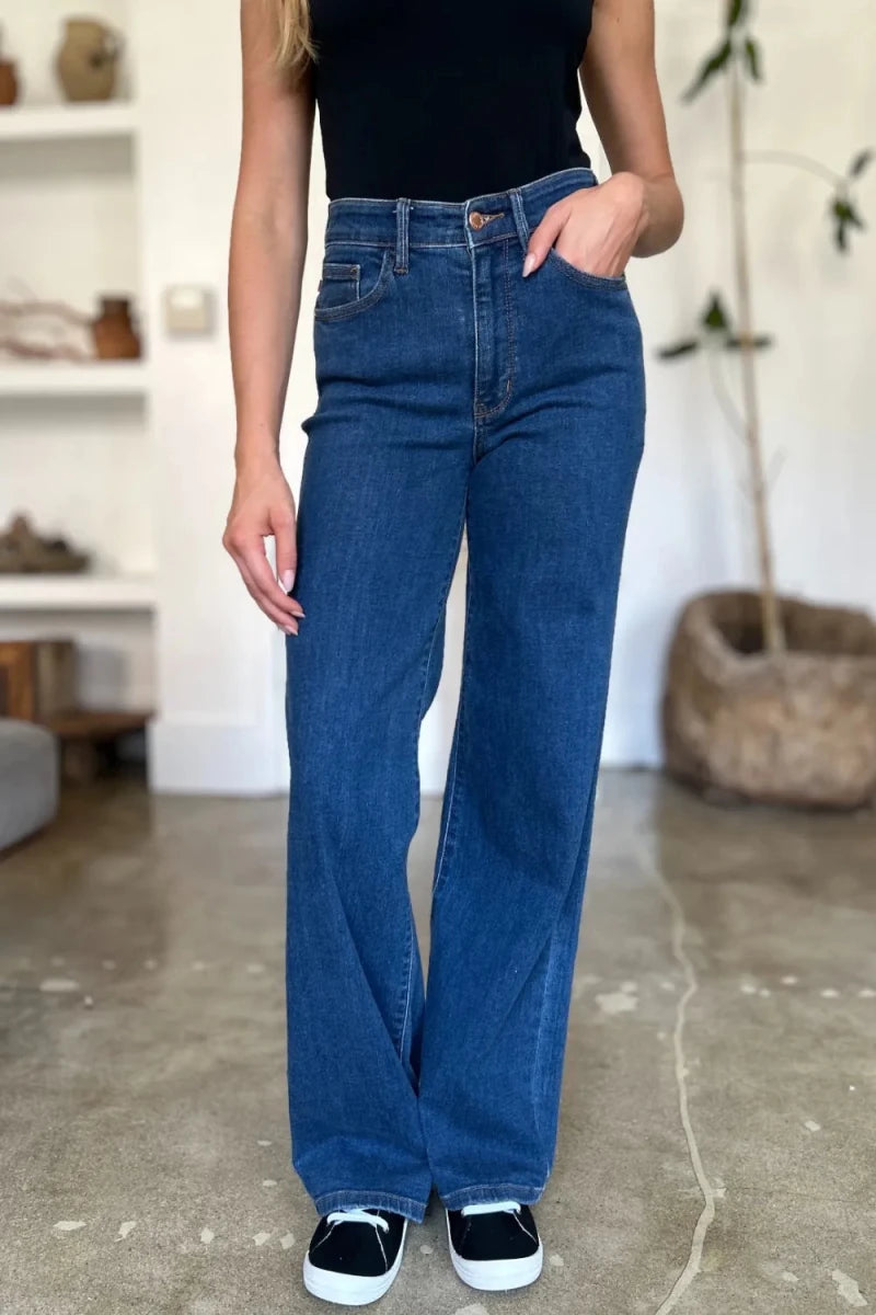 Judy Blue Full Size High Rise Straight Jeans - AMVIM