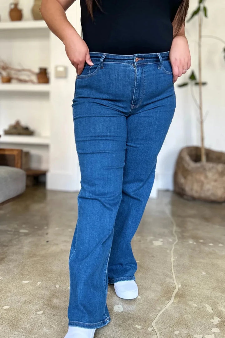 Judy Blue Full Size High Rise Straight Jeans - AMVIM