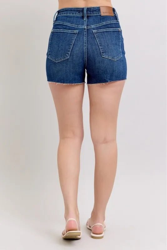Judy Blue Full Size High Waist Criss-Cross Waistband Denim Shorts Plus Size - AMVIM
