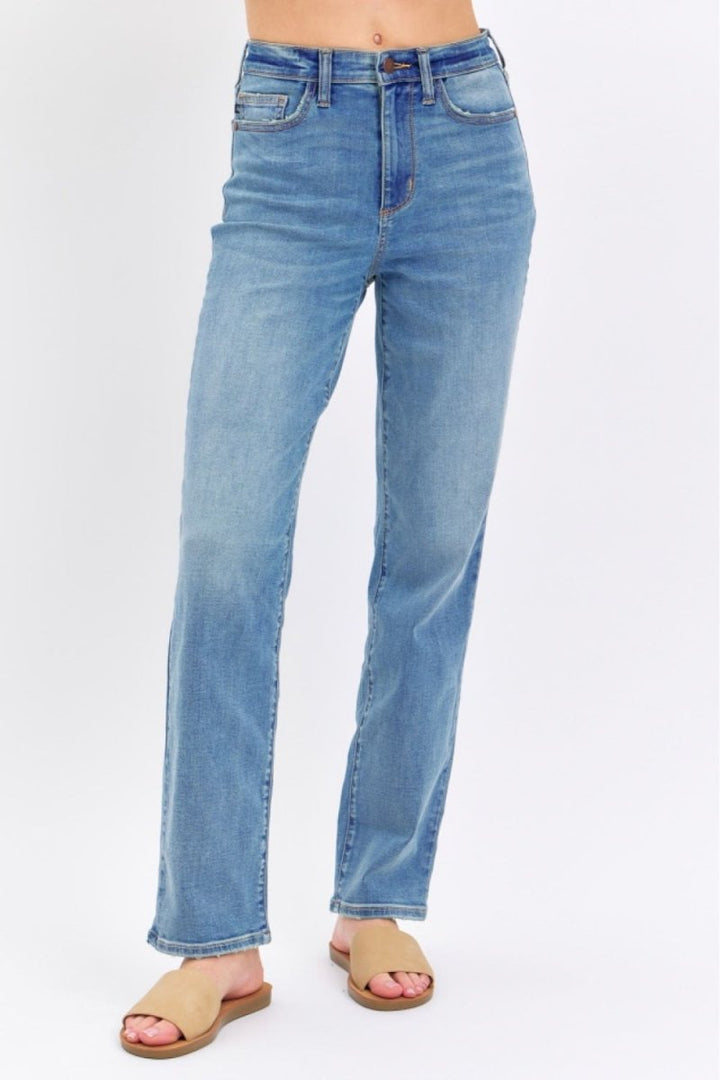 Judy Blue Full Size High Waist Straight Jeans - AMVIM