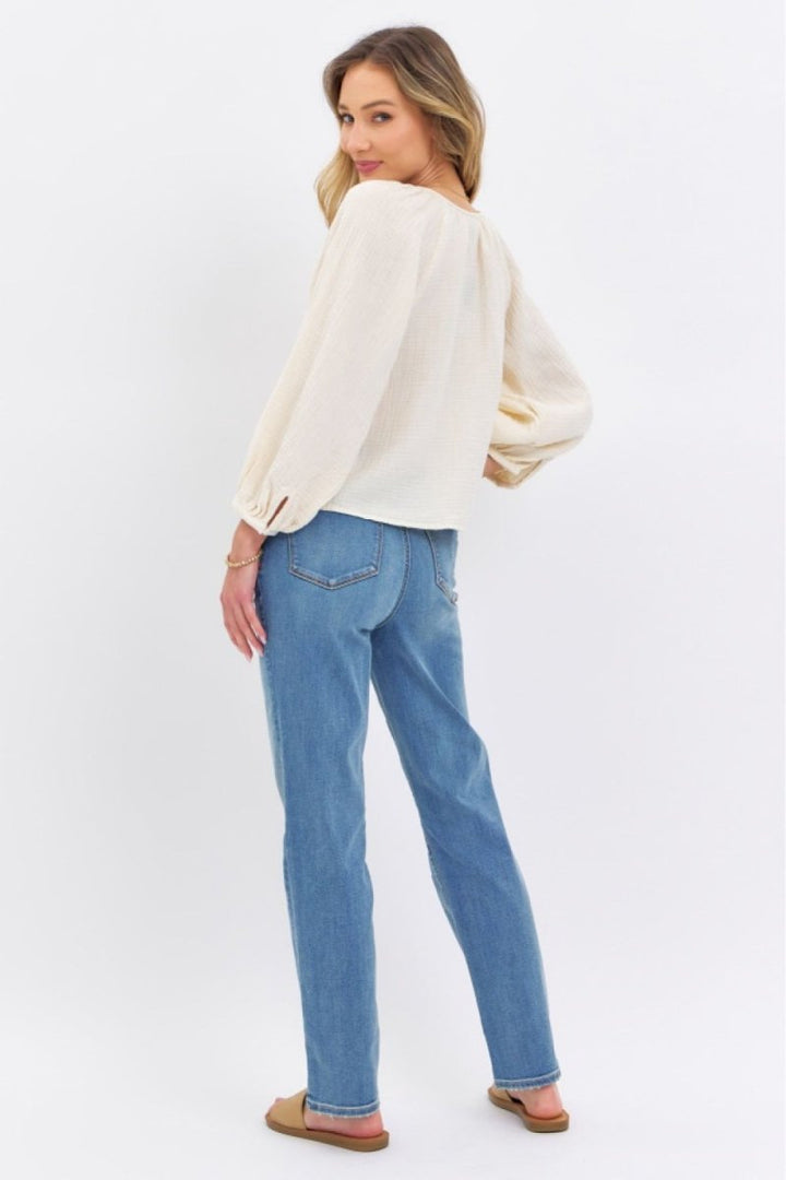 Judy Blue Full Size High Waist Straight Jeans - AMVIM