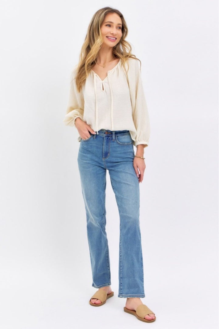 Judy Blue Full Size High Waist Straight Jeans - AMVIM