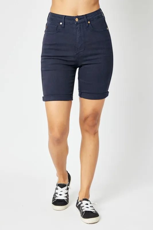 Judy Blue Full Size High Waist Tummy Control Bermuda Shorts - AMVIM