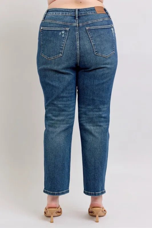 Judy Blue Full Size High Waisted Rigid Magic Non-destroy Straight Leg Jeans Plus Size - AMVIM