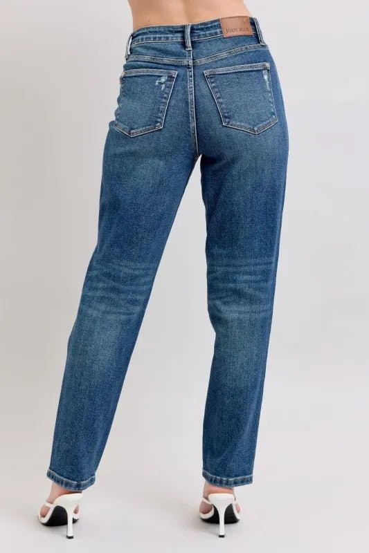 Judy Blue Full Size High Waisted Rigid Magic Non-destroy Straight Leg Jeans Plus Size - AMVIM