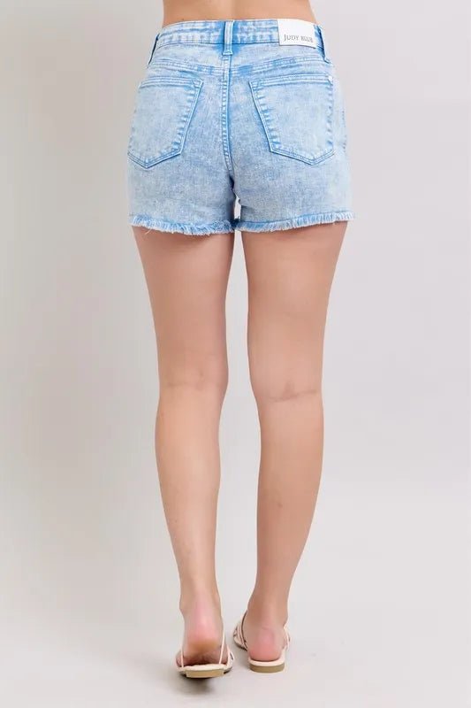 Judy Blue Full Size Mid Rise Garment Dyed Denim Shorts Plus Size - AMVIM