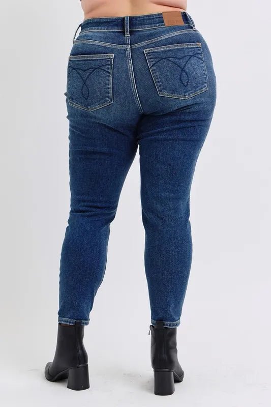 Judy Blue Full Size Run Mid-Rise Waist Skinny Jeans with Thermal Lining - AMVIM