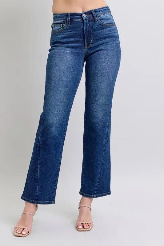 Judy Blue Full Size Side Seam Detail Straight Jeans with Pockets - AMVIM