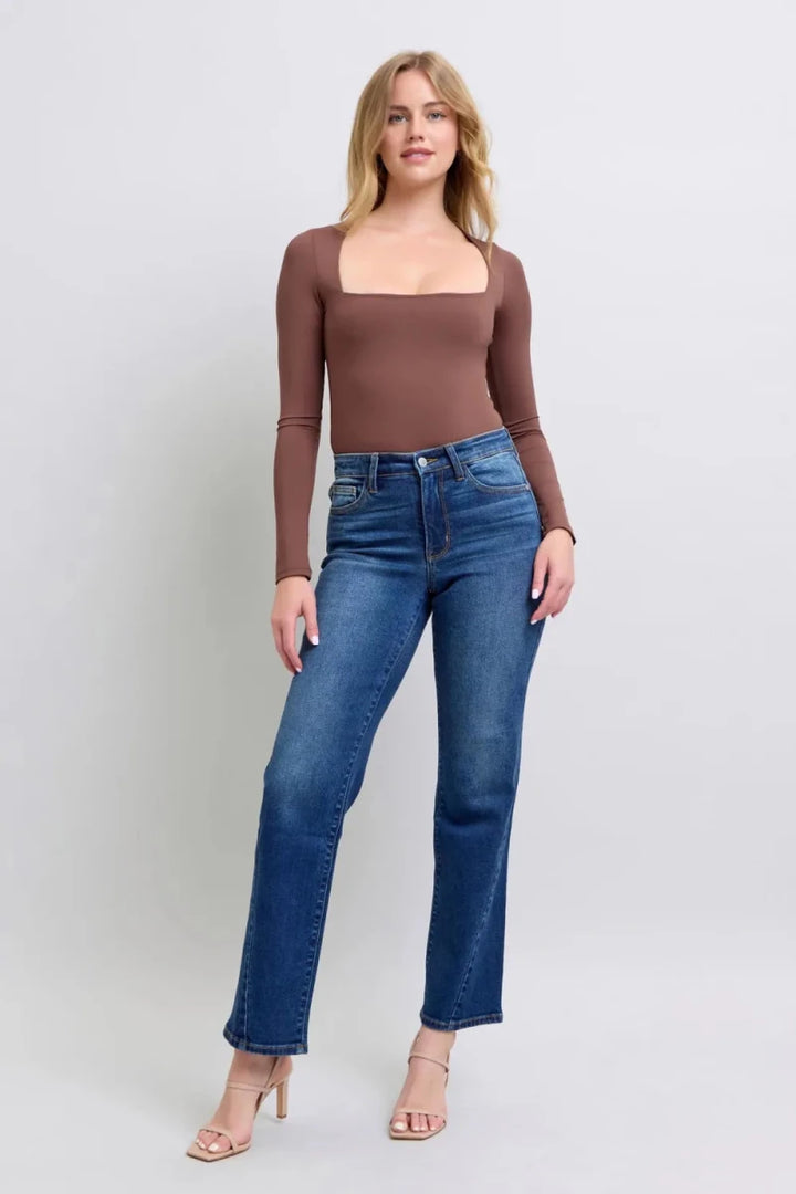 Judy Blue Full Size Side Seam Detail Straight Jeans with Pockets - AMVIM