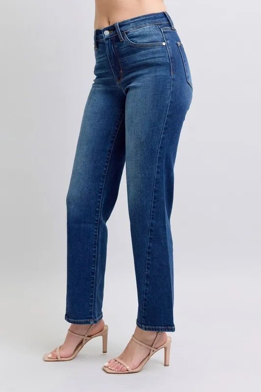 Judy Blue Full Size Side Seam Detail Straight Jeans with Pockets - AMVIM