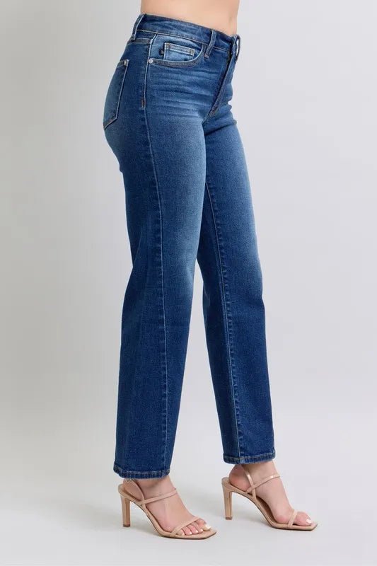 Judy Blue Full Size Side Seam Detail Straight Jeans with Pockets - AMVIM