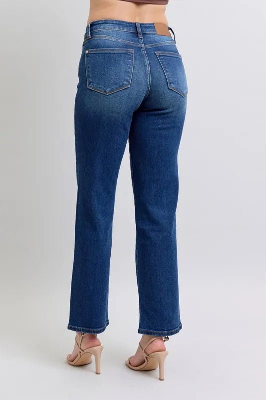 Judy Blue Full Size Side Seam Detail Straight Jeans with Pockets - AMVIM