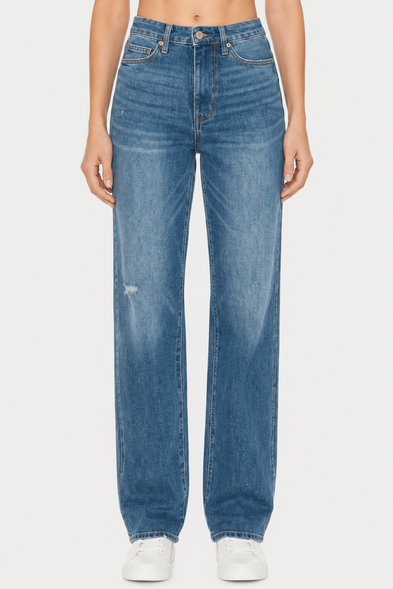 Judy Blue Full Size Tummy Control Cut Raw Hem Straight Jeans - AMVIM