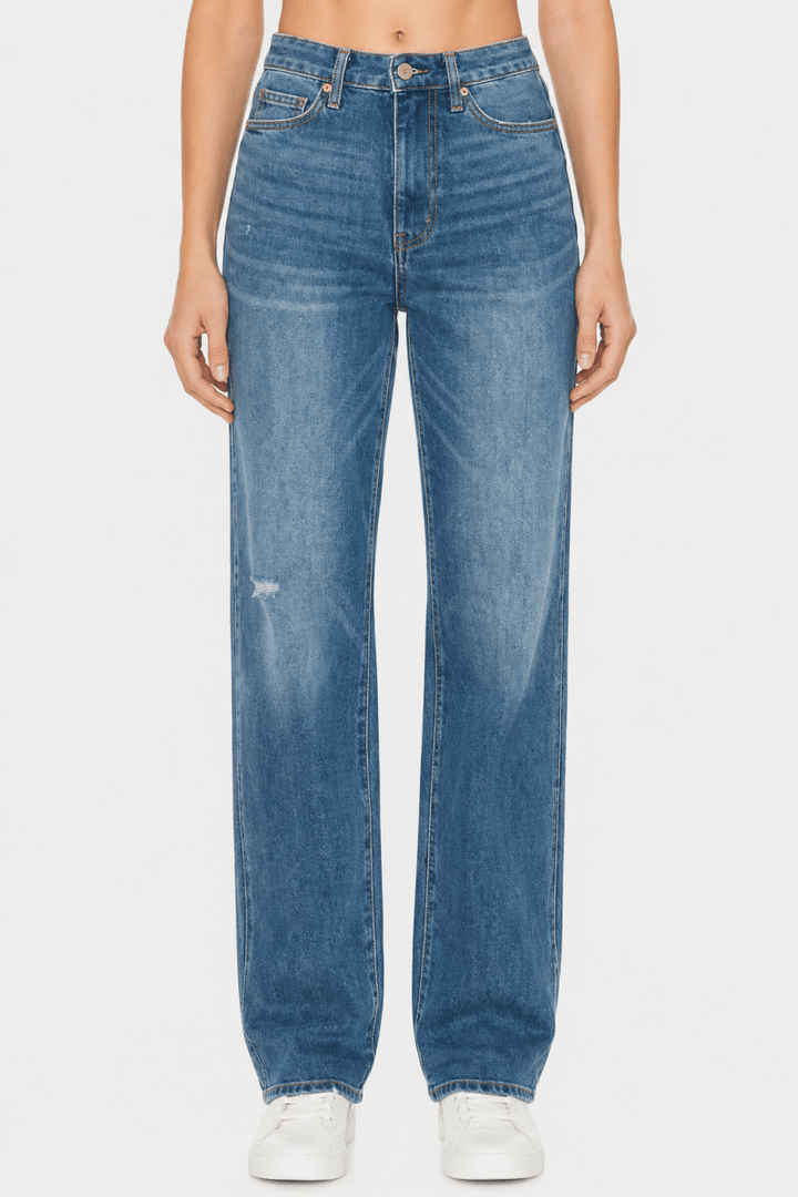 Judy Blue Full Size Tummy Control Cut Raw Hem Straight Jeans - AMVIM