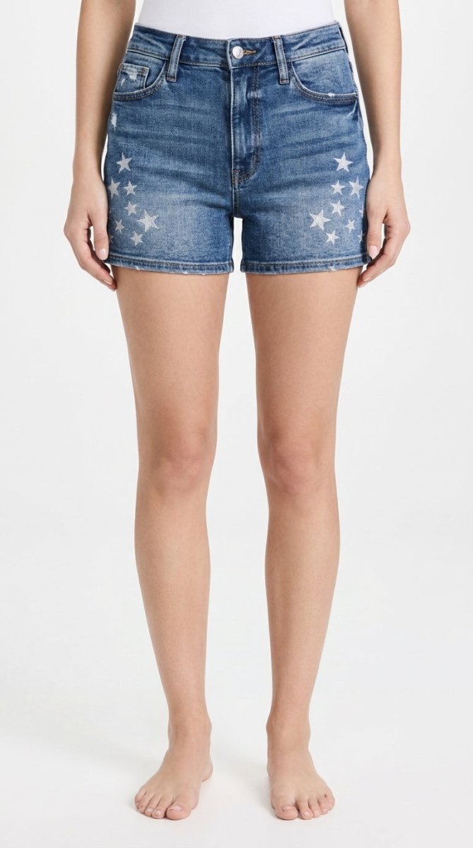 Judy Blue High Rise Slim Shorts with Star Splatter - AMVIM