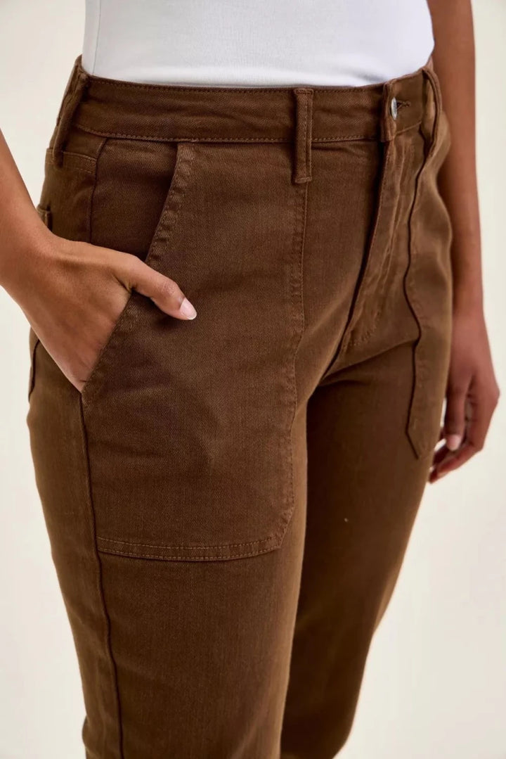 Judy Blue High Waist Aurora Weekender Jeans with Knee Darts C Mahogany - AMVIM