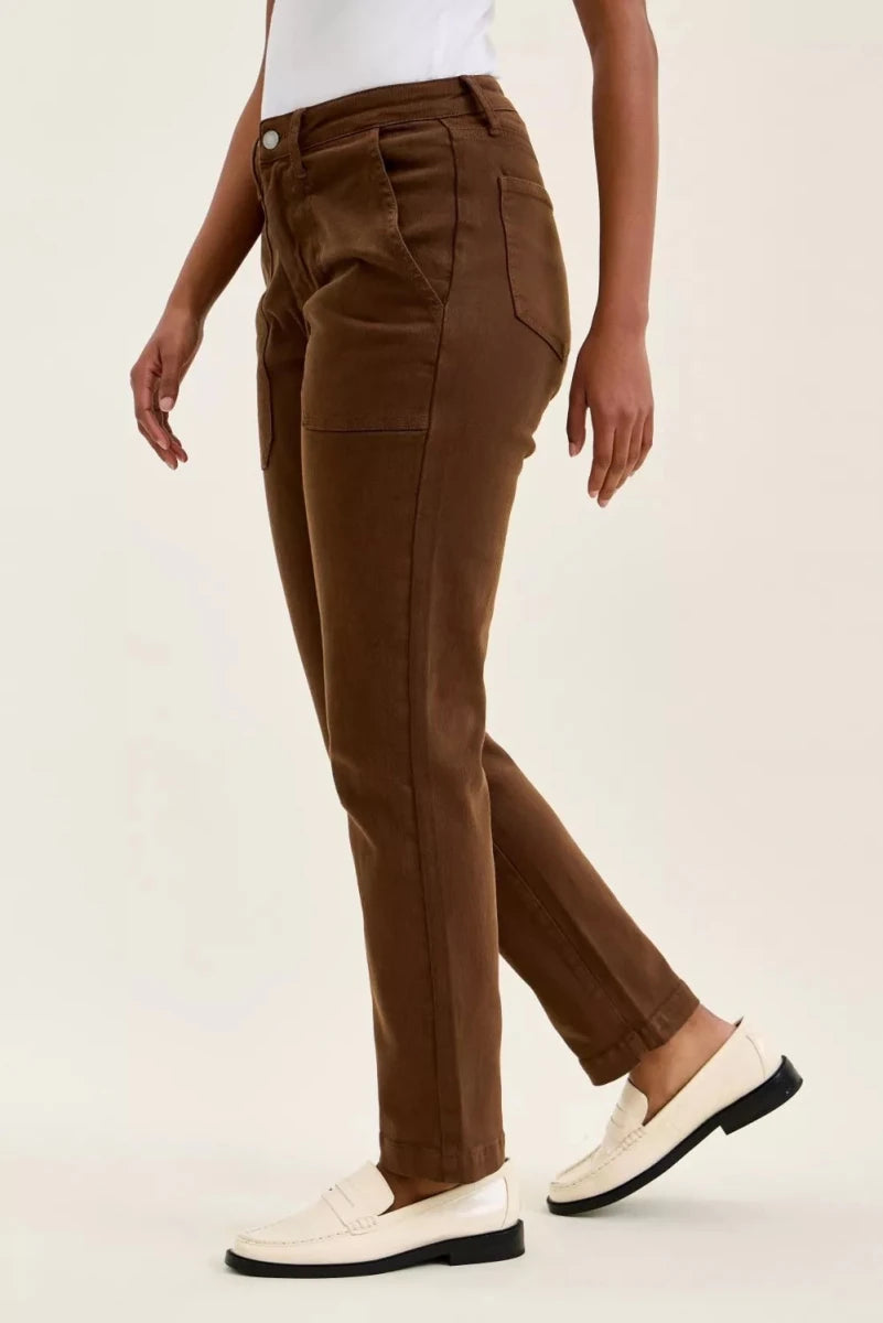 Judy Blue High Waist Aurora Weekender Jeans with Knee Darts C Mahogany - AMVIM