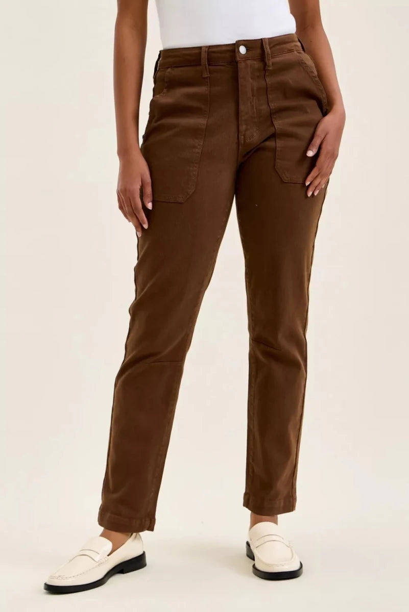 Judy Blue High Waist Aurora Weekender Jeans with Knee Darts C Mahogany - AMVIM