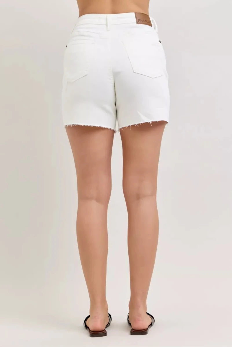Judy Blue High Waist Rigid Magic Dad Shorts with Cell Phone Pocket - AMVIM