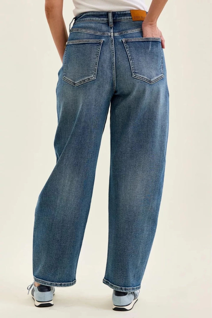 Judy Blue High Waist R.m. "Marlow" Arc Dk Time Weathered Indigo Jeans - AMVIM